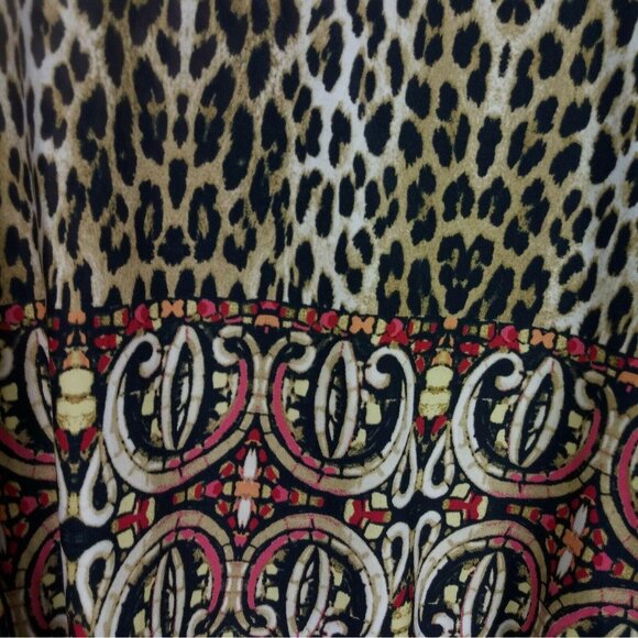 Vintage HLM Leopard Mixed Print Short Sleeve Top 2XL - Picture 2 of 4